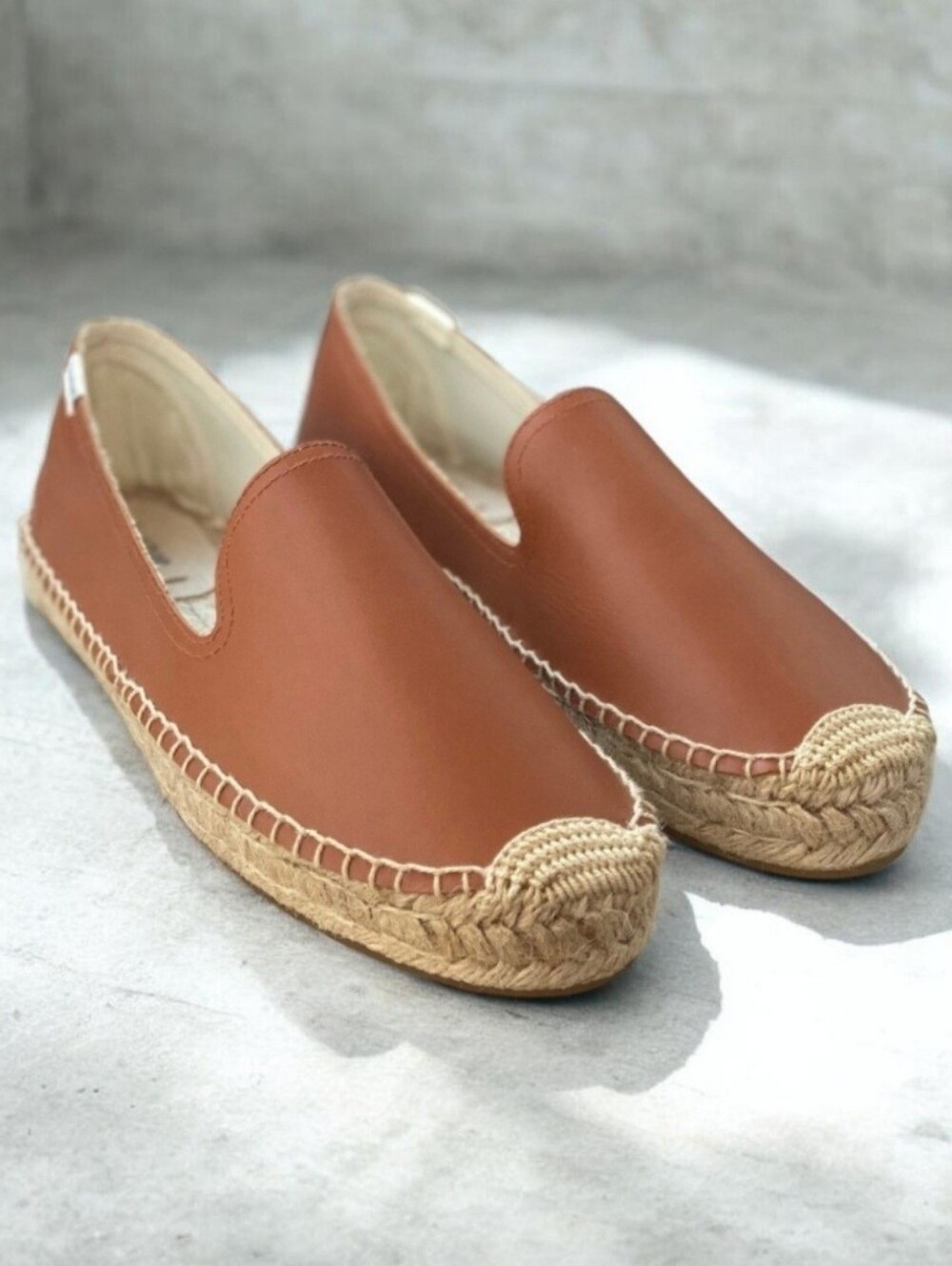 Soludos Brown Leather Espadrille Slip-On Shoes  Size 9